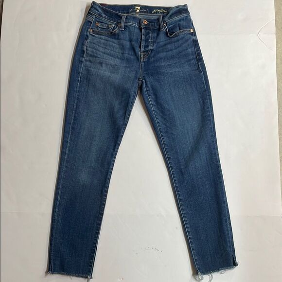 7 for all Mankind Womens Josefina Skinny Boyfriend Ankle Button Fly Jeans Sz 24 - Picture 1 of 15